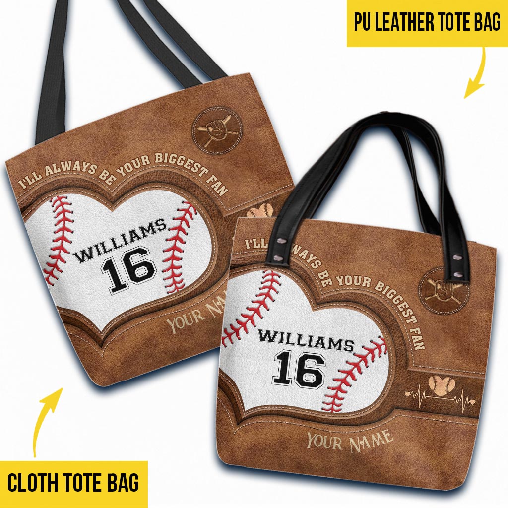 I'll Always Be Your Biggest Fan - Personalized Baseball Tote Bag