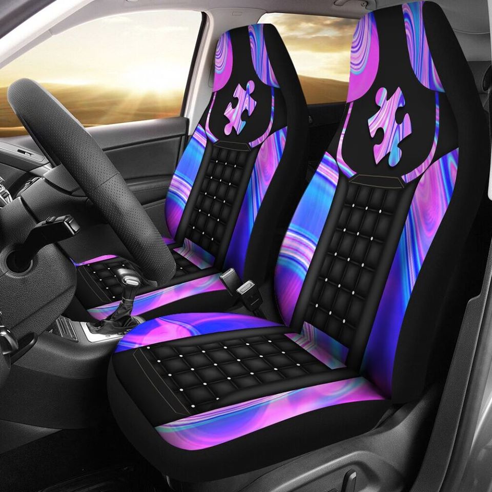 Purple Puzzle Autism Awareness Seat Covers 0523