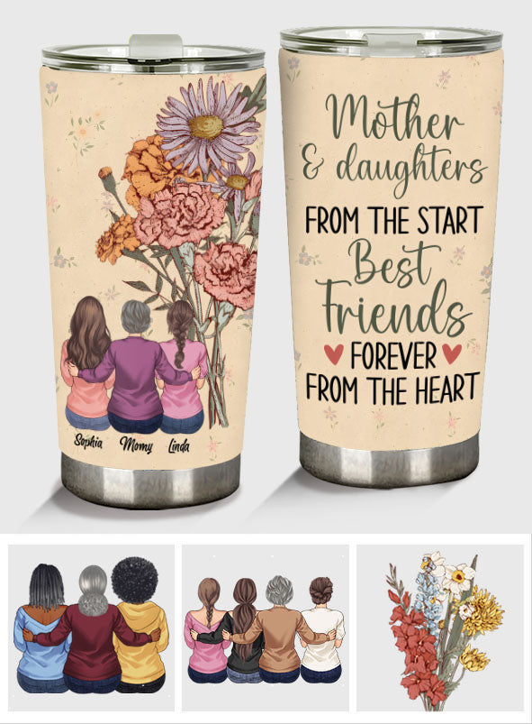 Mother And Children Birth Flowers - Personalized Mother Tumbler