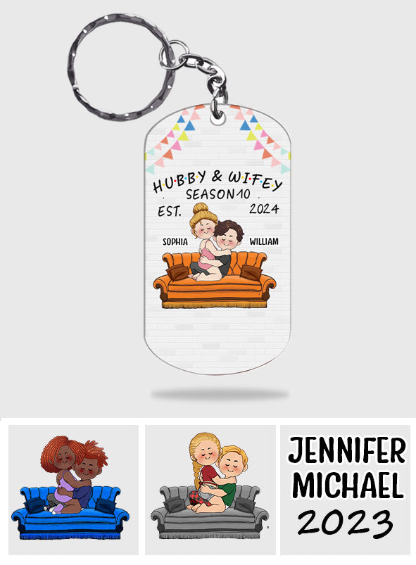 Hubby & Wifey - Personalized Husband And Wife Stainless Steel Keychain