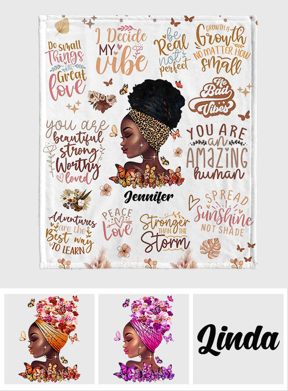 I Decided My Vibe - Personalized African American Blanket