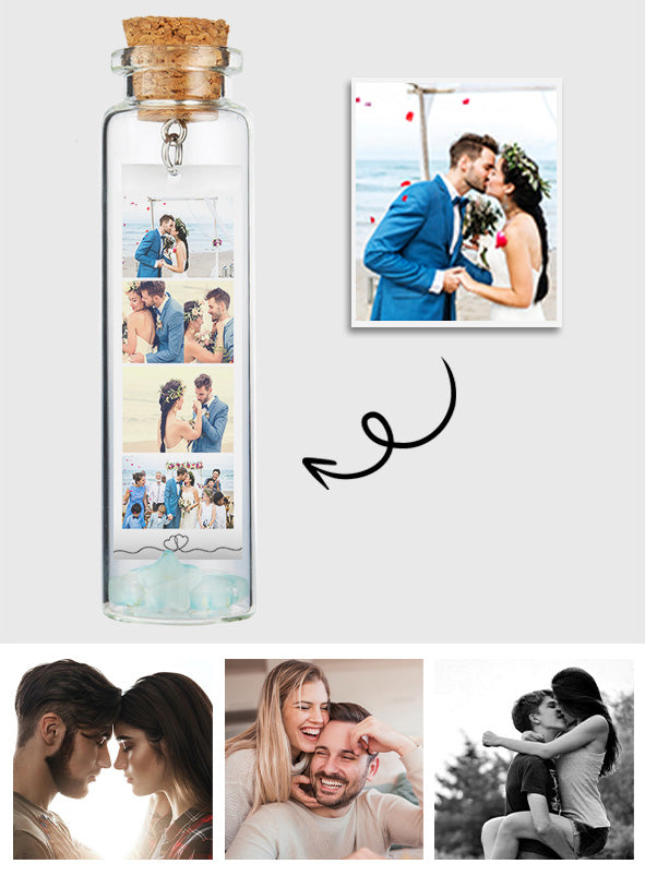Any Photo And Message - Personalized Couple Mini Bottle Ornament