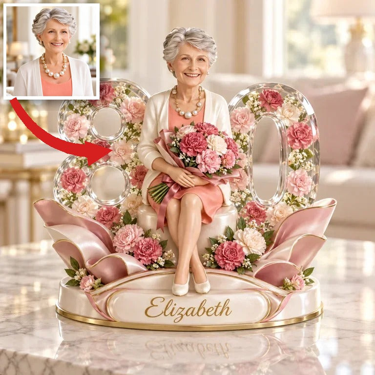 Personalized Carnation Bouquet Shaped Acrylic Plaque, Personalized 40th 50th 60th 70th 80th Birthday Gift for Mom, Grandma, Mother in Law, Heartfelt Birthday Present