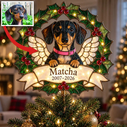 Personalized Illuminated Dog Memorial Christmas Tree Topper