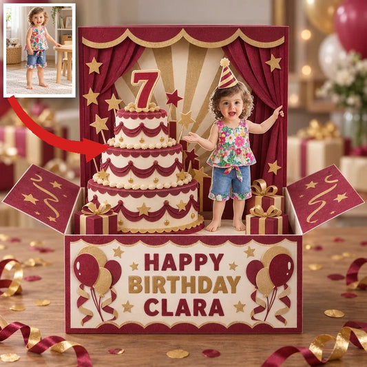 Personalized Birthday Cake Pop-Up Box Card