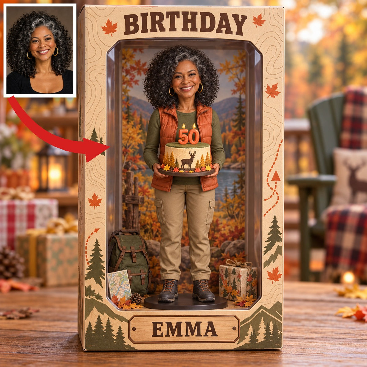 Personalized Hunting Acrylic Display Box - Birthday Photo Figurine Keepsake