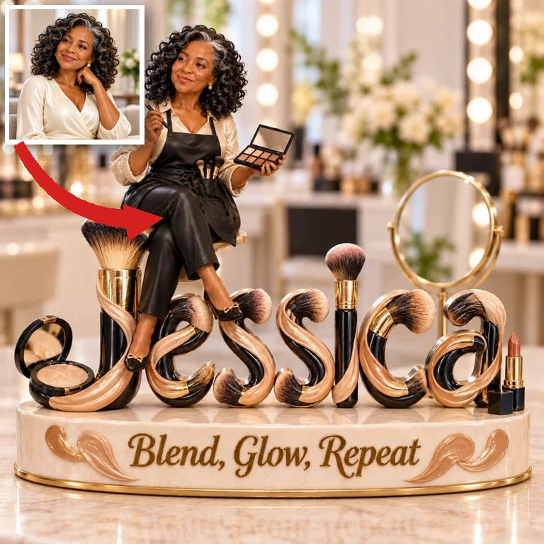 Personalized Custom Photo Makeup Artist 3D Name Figurine - Gift for Older Women
