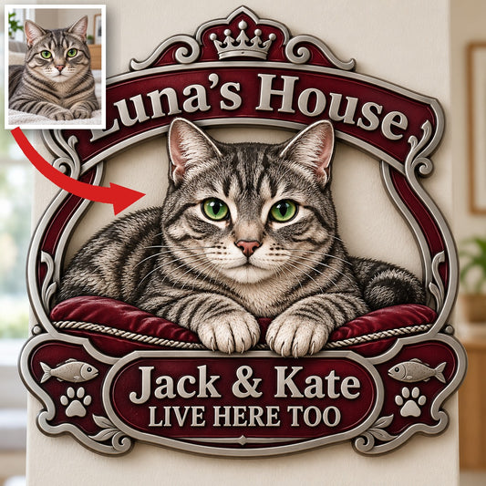 Personalized Custom Photo Cat 3D Cut Metal Sign - Cat Lover Gift for Home Decor