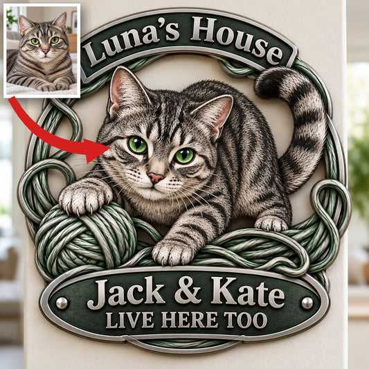 Personalized Custom Photo Cat 3D Cut Metal Sign - Cat Lover Gift for Home Decor