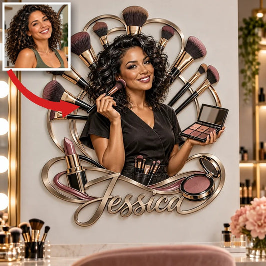 Personalized Custom Photo Makeup Artist 3D Cut Metal Sign - Gift for Women