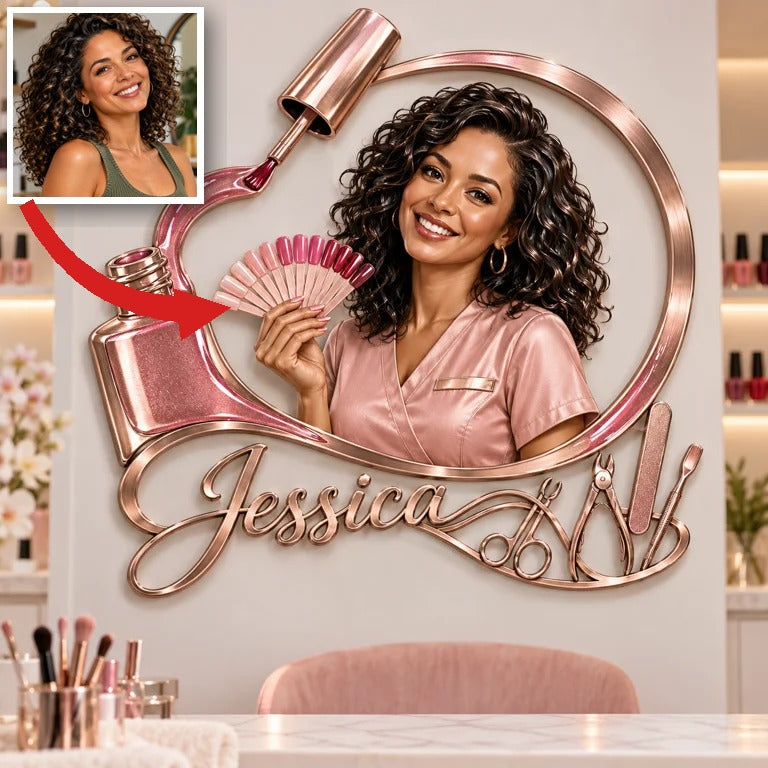 Personalized Custom Photo Nail Artist 3D Cut Metal Sign - Gift for Women