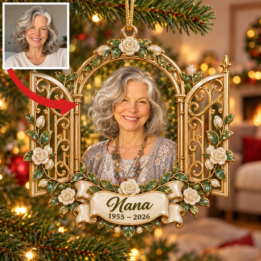 Personalized Custom Photo Heavenly Gates Memorial Christmas Ornament - In Memory of Grandma