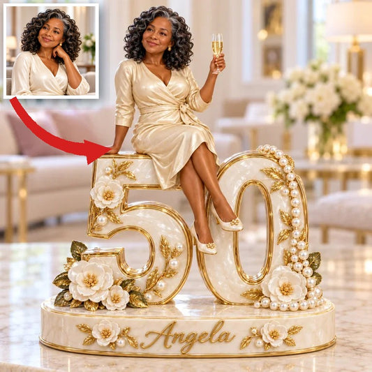 Personalized Pearl Floral Custom Shaped Acrylic Plaque, Custom Portrait 21st 30th 40th 50th 60th 70th 80th Birthday Gift for Wife, Mom, Grandma, Girlfriend, Daughter, Sister, Aunt, Mother in Law, Best Friend, Godmother, Coworker