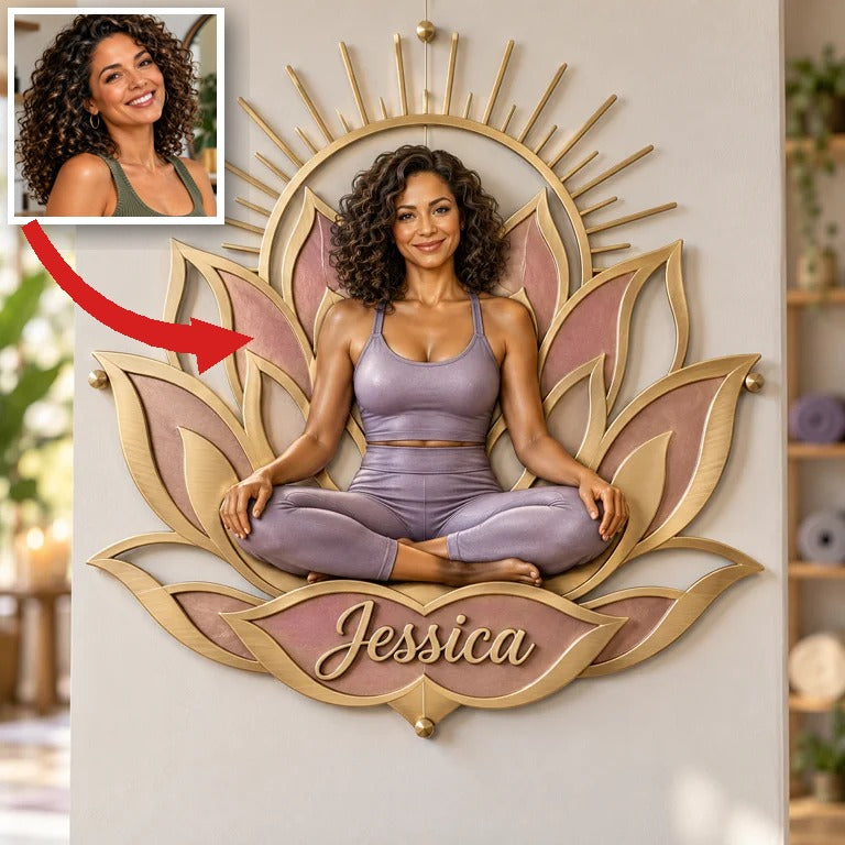 Personalized Custom Photo Yoga 3D Cut Metal Sign - Gift for Women