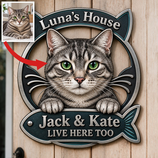 Personalized Custom Photo Cat 3D Cut Metal Sign - Cat Lover Gift for Home Decor