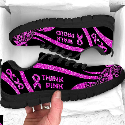 Think Pink Walk Proud Breast Cancer Awareness Sneakers 0622