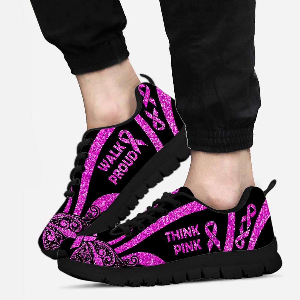 Think Pink Walk Proud Breast Cancer Awareness Sneakers 0622