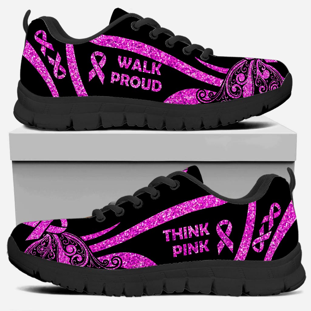 Think Pink Walk Proud Breast Cancer Awareness Sneakers 0622