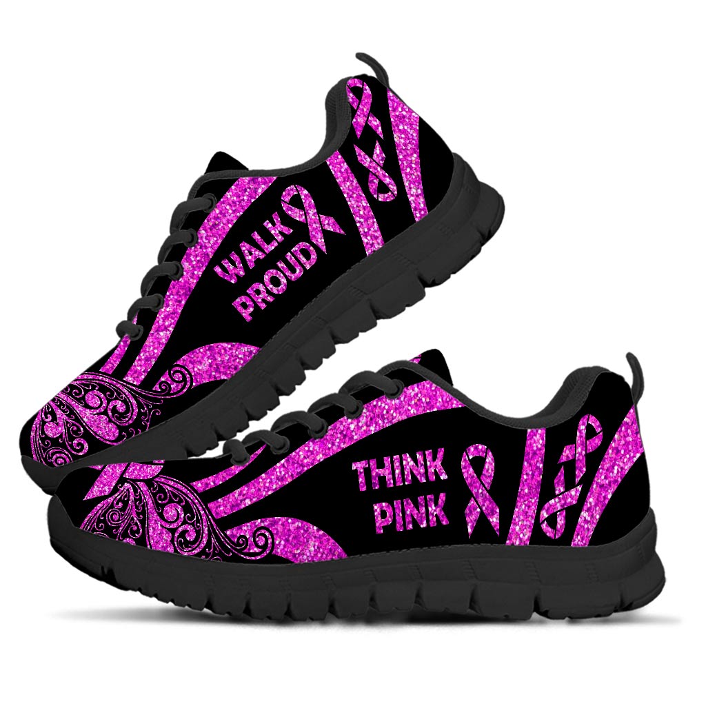 Think Pink Walk Proud Breast Cancer Awareness Sneakers 0622