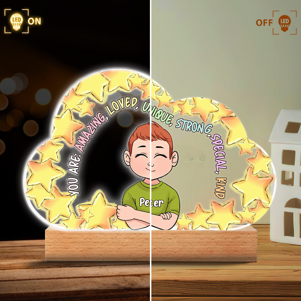 You Are Amazing - Personalized Family Shaped Plaque Light Base