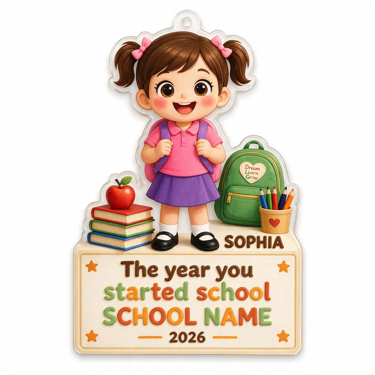 Personalized First Day of School Custom Photo Acrylic Ornament, Back to School Keepsake Gift