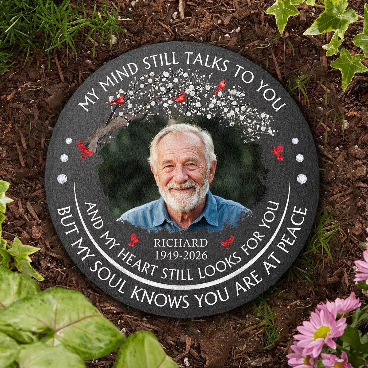 Personalized Memorial Photo Garden Stone | Sympathy Gift for Loss of Loved One