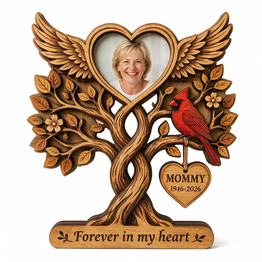Forever in Our Hearts Memorial - Personalized 2-Layered Wooden Plaque - Heartfelt Sympathy Gift for Loved Ones