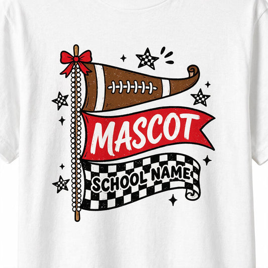 Personalized Game Day Football Pennant Shirt, School Spirit Football Mom Gift