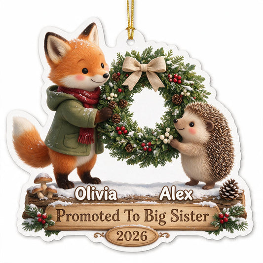 Personalized Christmas Promoted To Big Brother Sister Acrylic Ornament, New Baby Family Keepsake Gift