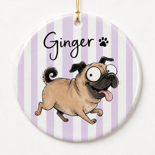 Watercolor Pet Zoomies Portrait From Your Photo - Personalized Ceramic Ornament - Christmas Keepsake For Dog Cat Lover