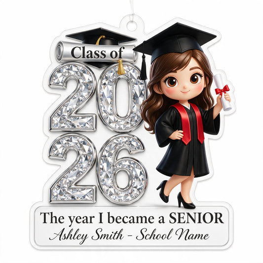 The Year I Became A Senior - Personalized Acrylic Ornament - Christmas Gift For Seniors, Daughter, Son, Granddaughters, Grandsons