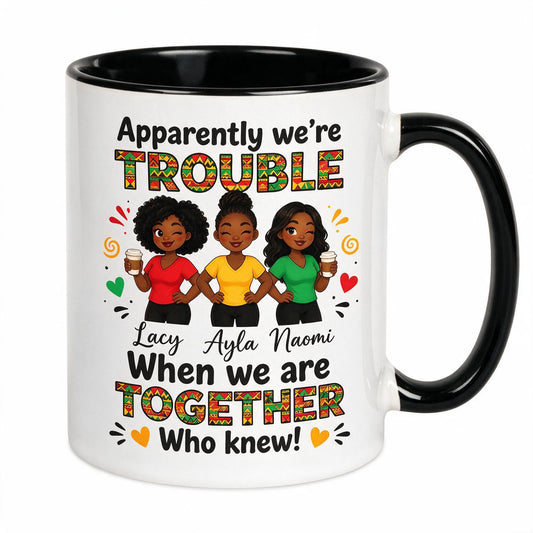 Personalized Best Friends Tribal Pattern Trouble Together Mug, Birthday Gift for Besties