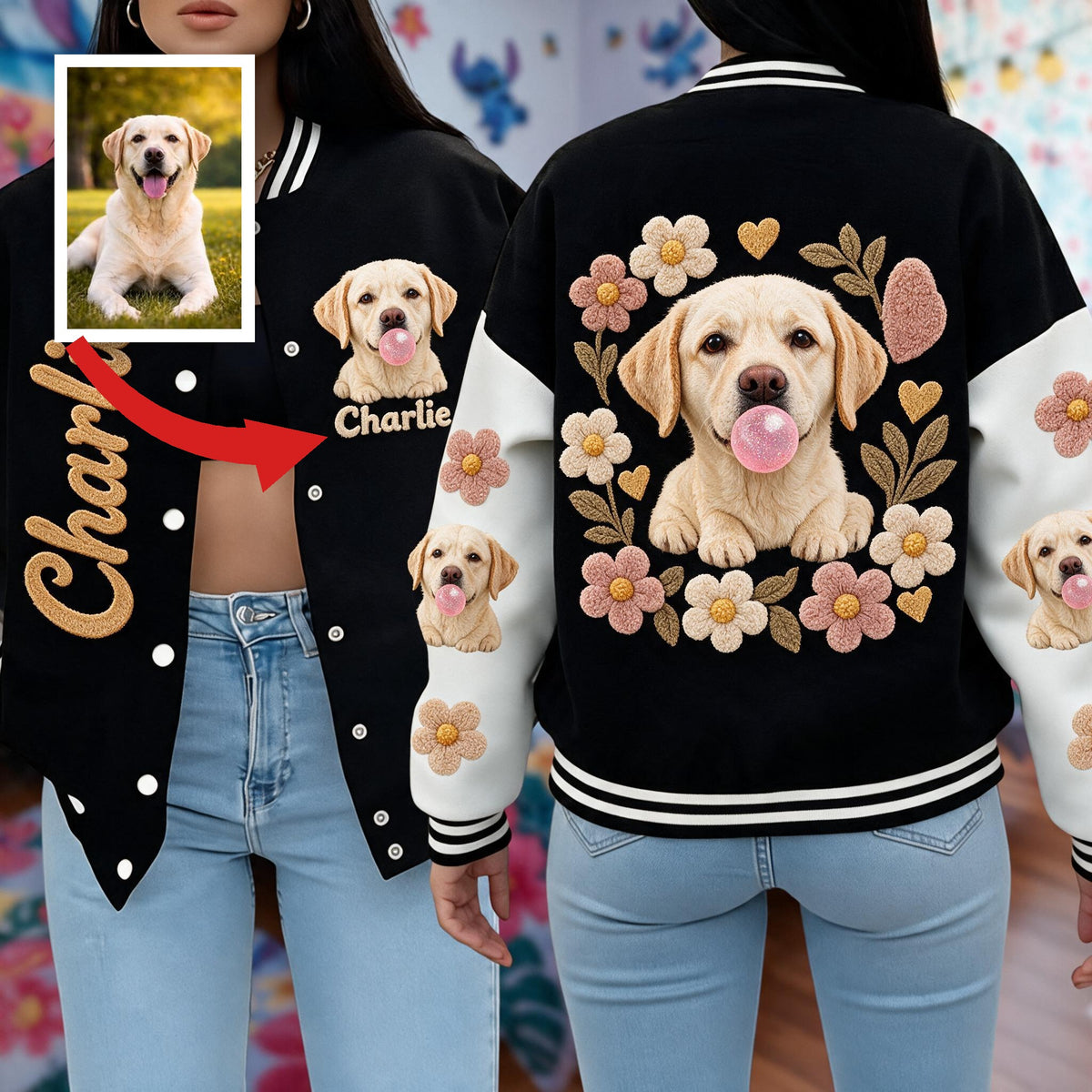 Personalized Yellow Labrador Retriever Varsity Jacket Pet Lover Gift