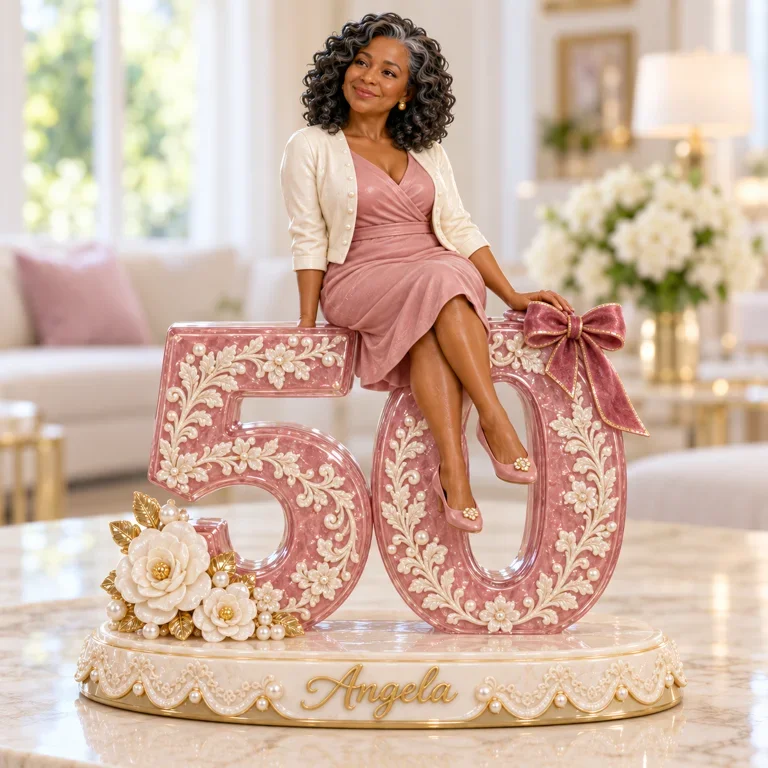 Personalized Pink Lace Custom Shaped Acrylic Plaque, Custom Portrait 16th 18th 21st 30th 40th 50th 60th 70th Birthday Gift for Daughter, Girlfriend, Wife, Mom, Sister, Bestie, Niece, Cousin, Aunt, Granddaughter, Best Friend
