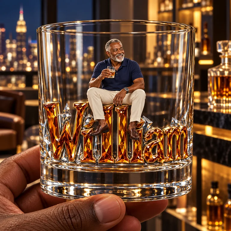 Personalized Custom Photo Whiskey Glass - Whiskey Lover Gift for Older Men