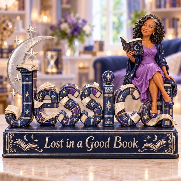 Personalized Custom Photo Fantasy Book Lover 3D Name Figurine - Gift for Older Women
