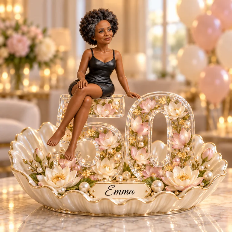 Personalized Custom Photo Lotus Custom Shaped Acrylic Plaque - 50th Birthday Gift for Women