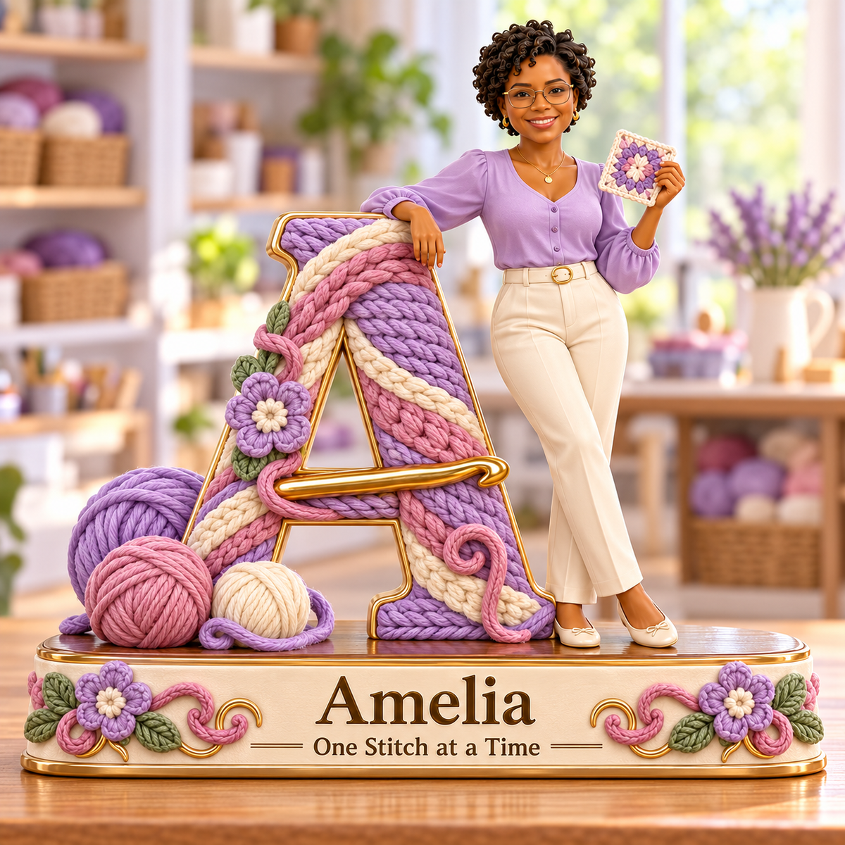 Personalized Custom Photo Crochet 3D Letter Plaque - Gift for Women