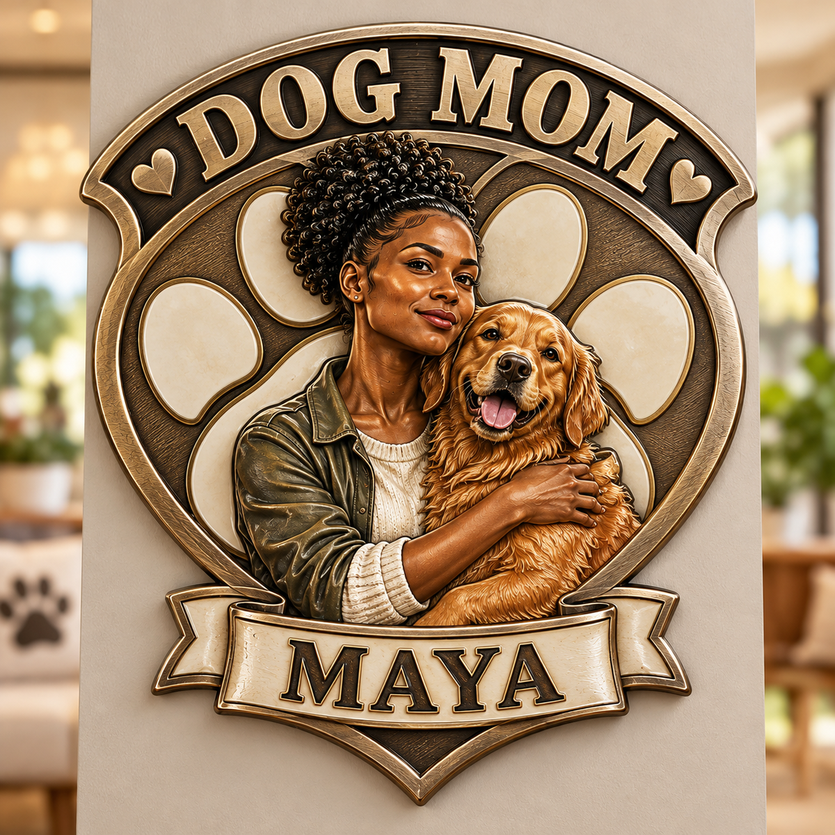 Personalized Custom Photo Dog Mom 3D Printed Cut Metal Sign - Gift for Young Women