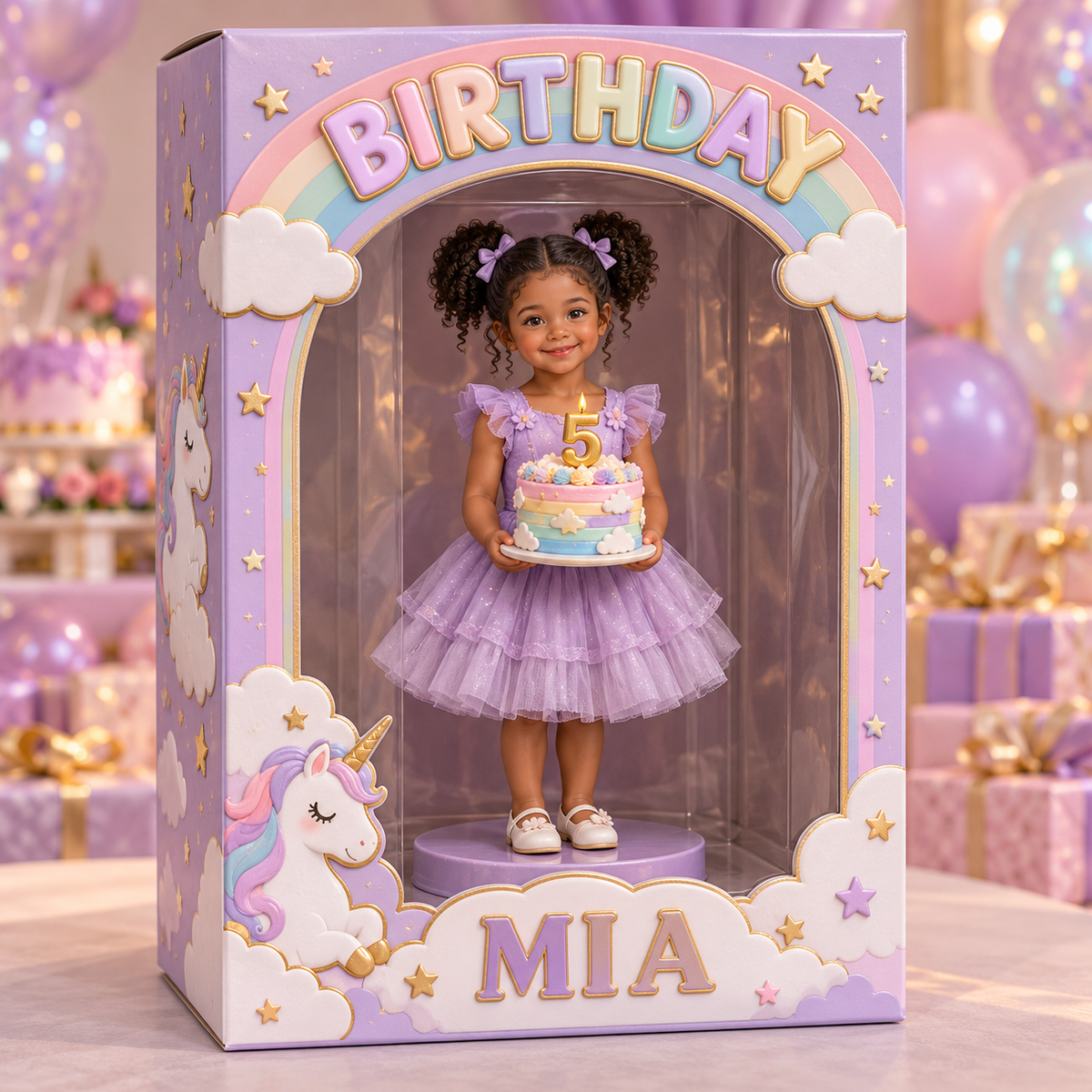 Personalized Custom Photo Unicorn Acrylic Display Box - 5th Birthday Gift for Girls
