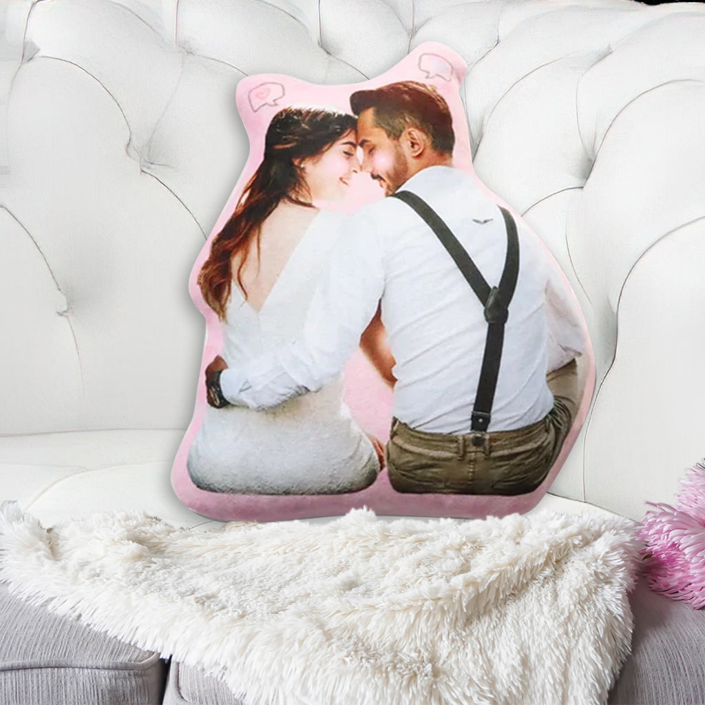 Photo Inserted Couple - Personalized Couple Shaped Pillow
