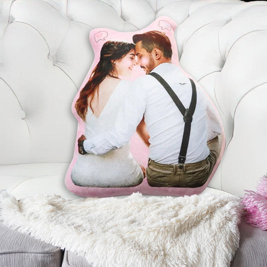 Photo Inserted Couple - Personalized Couple Shaped Pillow