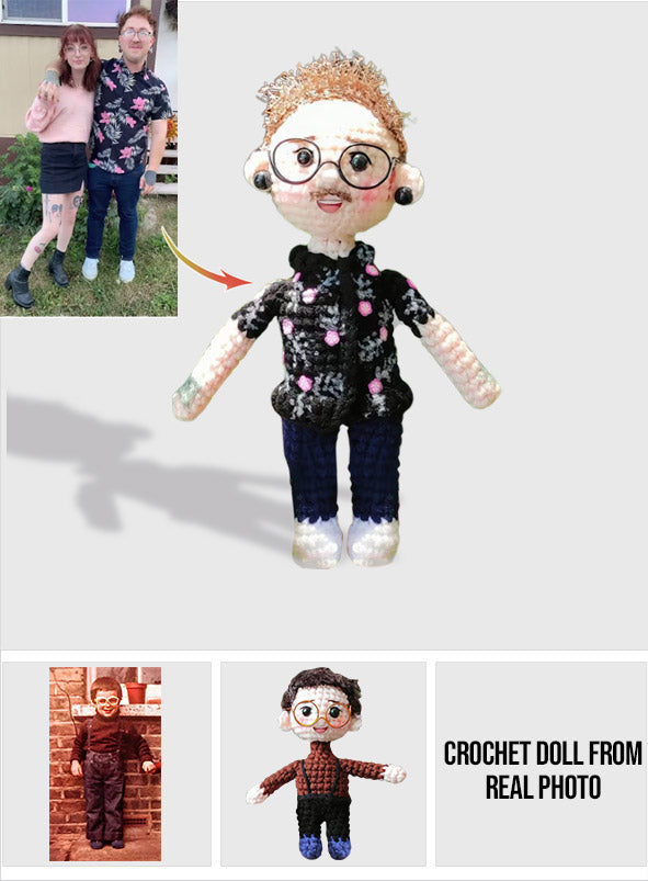 Hand Knitted Doll From Real Photo - Personalized Couple Hand Knitted Doll