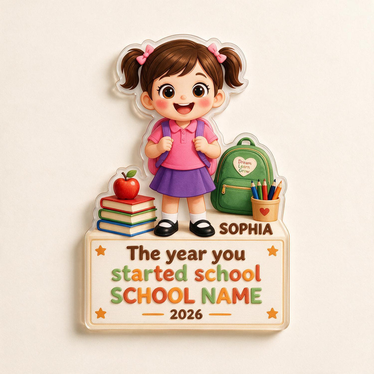Personalized First Day of School Custom Photo Acrylic Ornament, Back to School Keepsake Gift