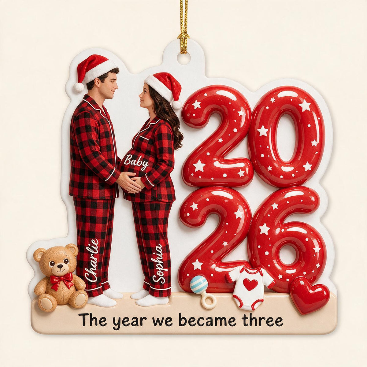 Personalized Christmas Expecting Parents 2026 Acrylic Ornament | New Baby Pregnancy Keepsake Gift