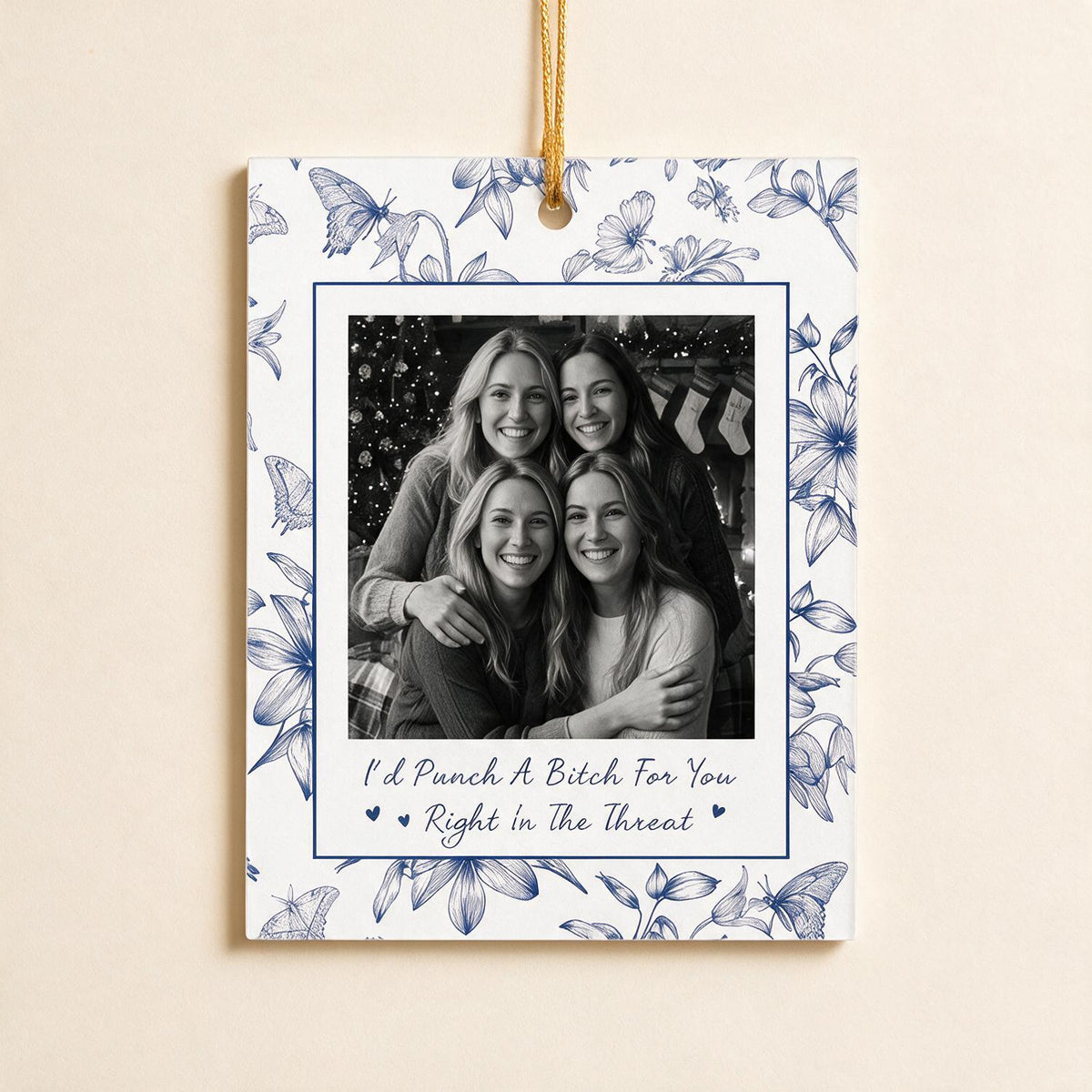 Custom Photo Christmas Best Friends Acrylic Ornament, Funny Friendship Gift