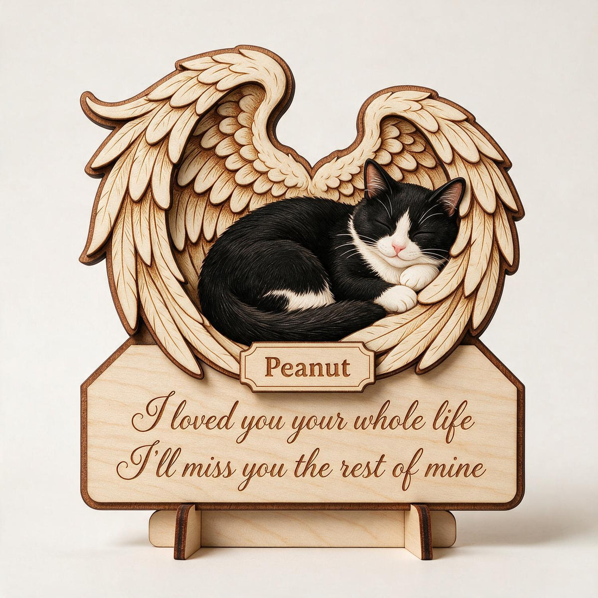 Cat Memorial I Loved You Your Whole Life - Personalized 2-Layered Wooden Plaque - Sympathy Pet Loss Gift