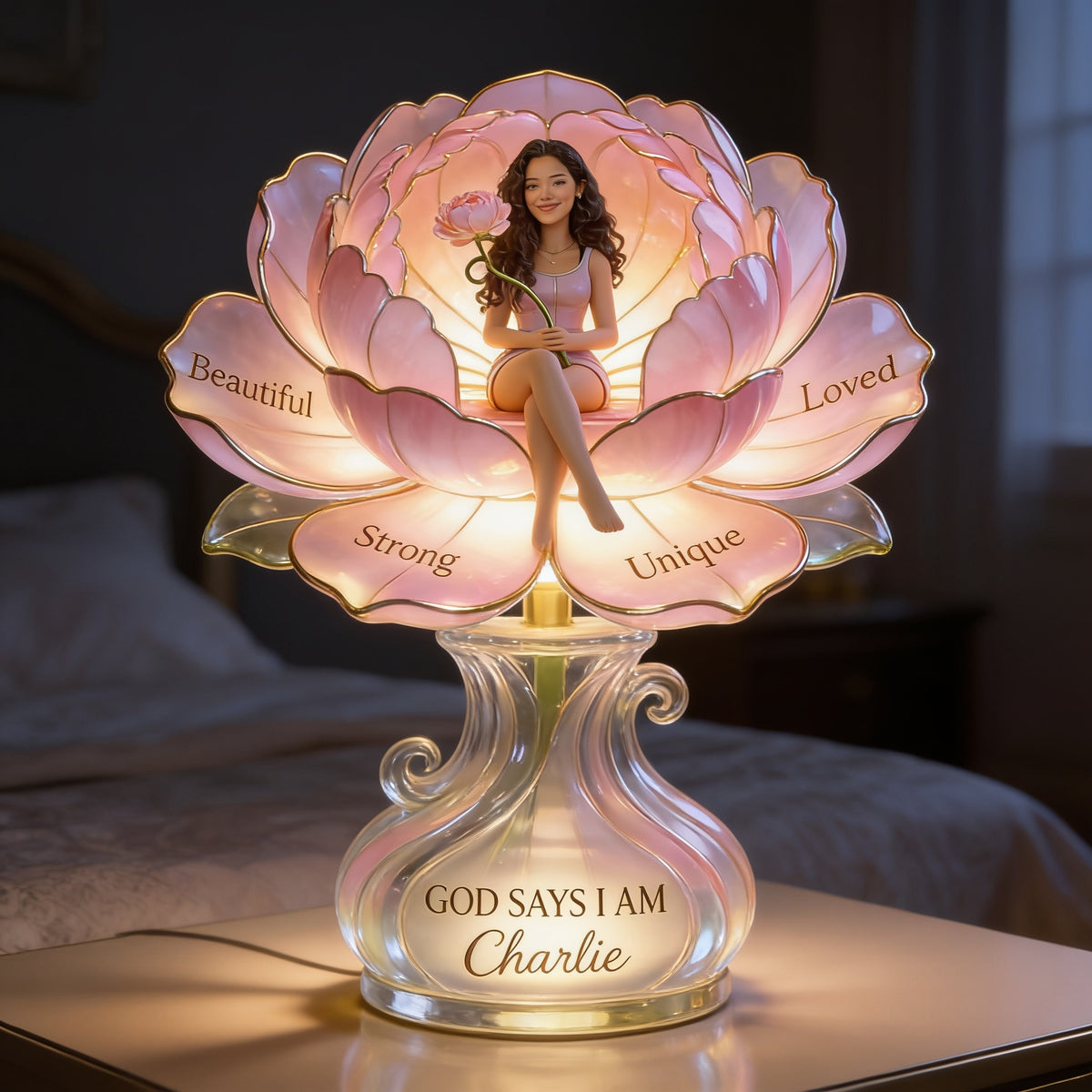 Personalized Latina Woman Self Love Acrylic LED Night Light Gift for Her