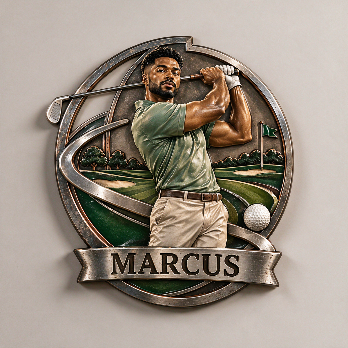 Personalized Custom Photo Golf 3D Printed Cut Metal Sign - Gift for Young Men