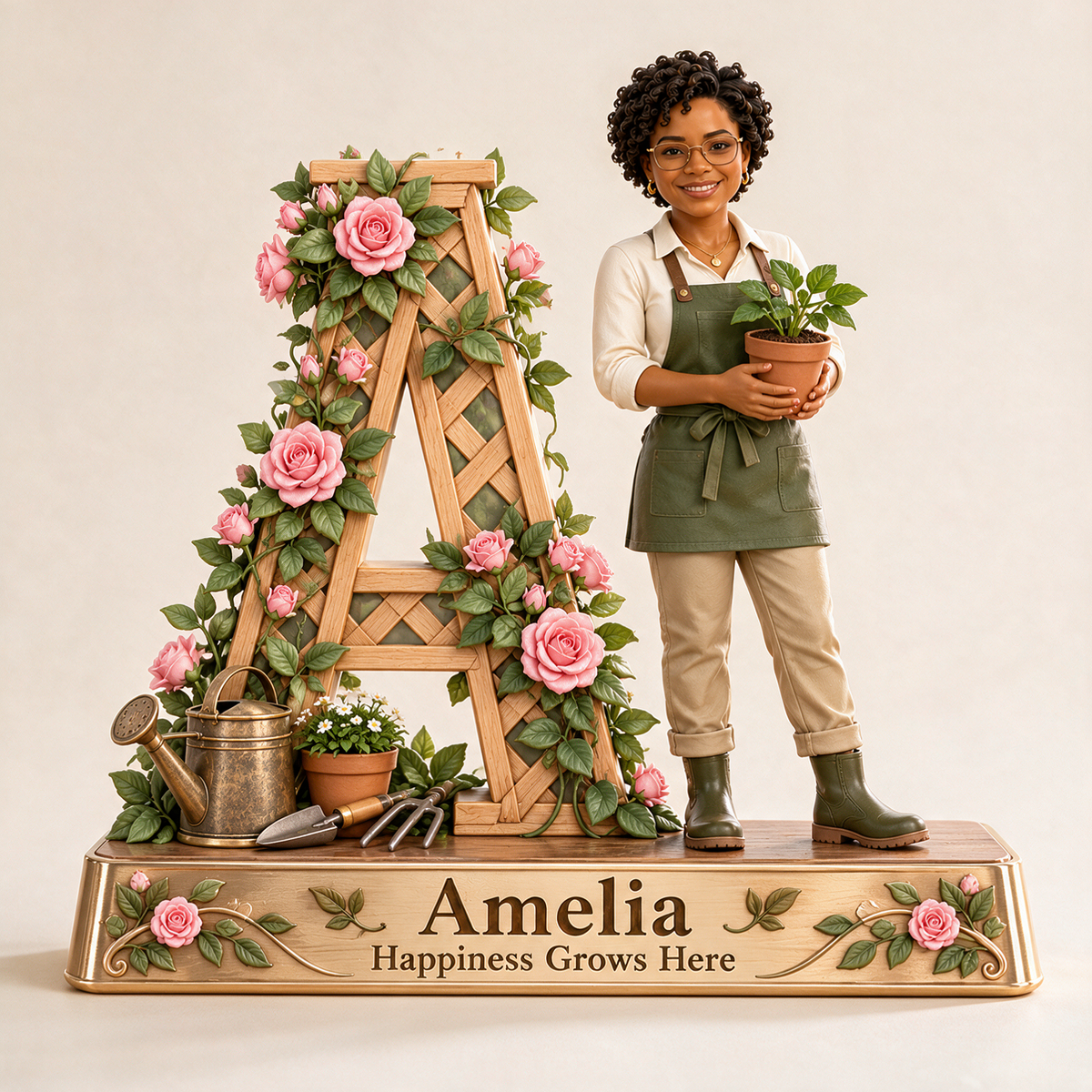Personalized Custom Photo Gardening 3D Letter Plaque - Gift for Women